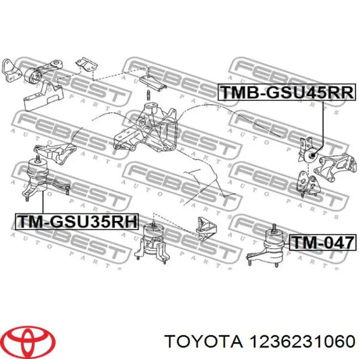 1236231060 Toyota poduszka (podpora silnika prawa)