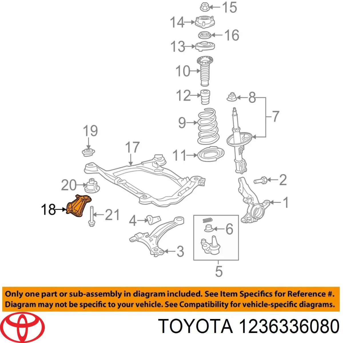 1236336080 Toyota Poduszka (podpora) silnika prawa górna