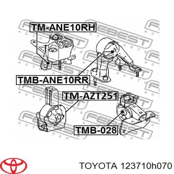 Poduszka (podpora) silnika tylna Toyota 123710H070 cena, od 392,58 USD