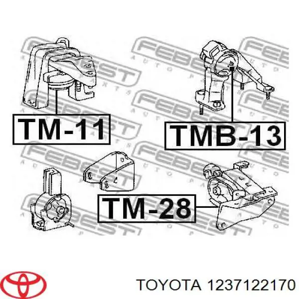 Poduszka (podpora) silnika tylna Toyota 1237122170 cena, od 33,59 USD