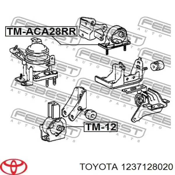 Poduszka (podpora) silnika tylna Toyota 1237128020 cena, od 30,67 USD