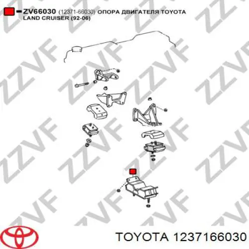Poduszka (podpora) silnika tylna Toyota Land Cruiser 80 SUV (J8) (1990 - 1998) cena, od 452,45 USD
