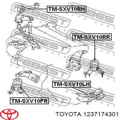 Poduszka (podpora) silnika tylna Toyota 1237174301 cena, od 59,96 USD