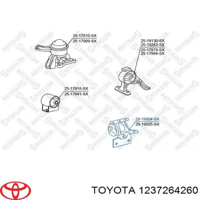 Poduszka (podpora) silnika lewa Toyota 1237264260 cena, od 319,92 USD