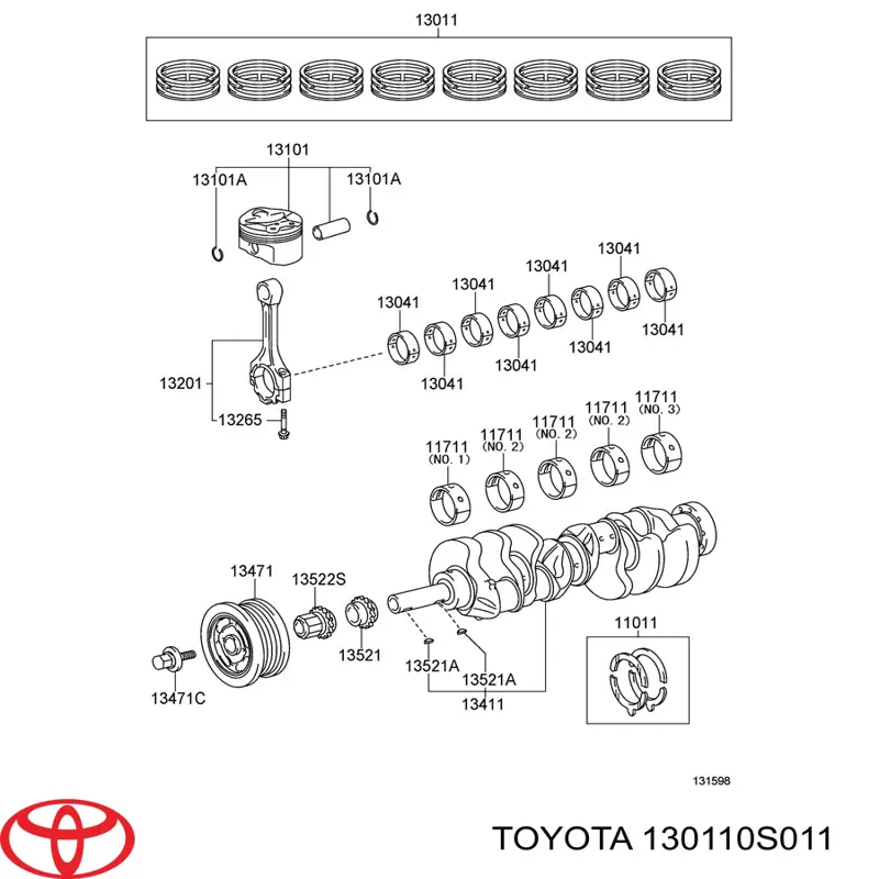 Zestaw pierścieni tłokowych do silnika, STD Toyota 130110S011 cena, od 53,01 USD