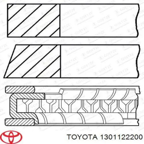 Do koszyka 1301122200 Toyota Zestaw pierścieni tłokowych do silnika, STD