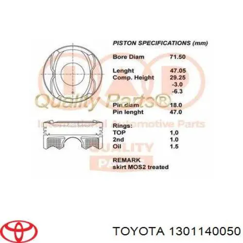 1301140050 Toyota zestaw pierścieni tłokowych do silnika, std