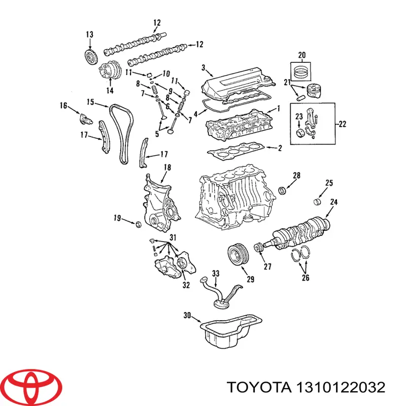 1310122031 Toyota Tłok, komplet do jednego cylindru, STD