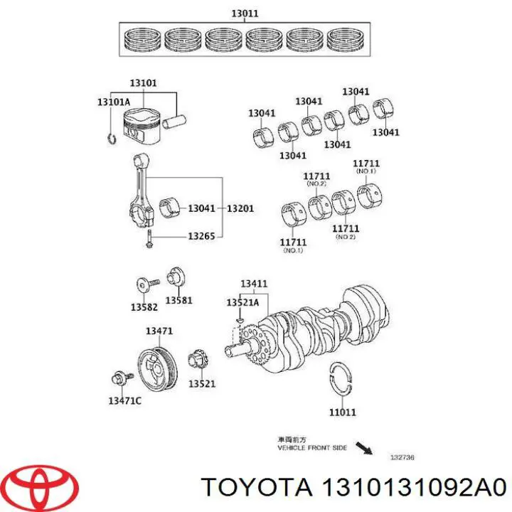 Tłok ze sworzniem bez pierścieni, STD Toyota 1310131092A0 cena, od 69,05 USD