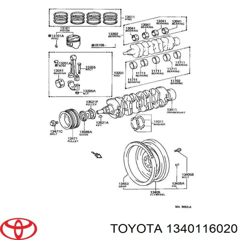1340116020 Toyota Wał korbowy silnika