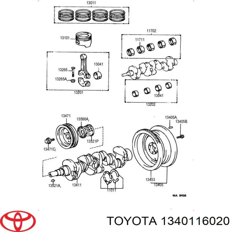 Wał korbowy silnika 1340116020 Toyota