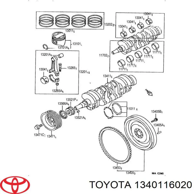 Wał korbowy silnika Toyota 1340116020 cena, od 2417,79 USD