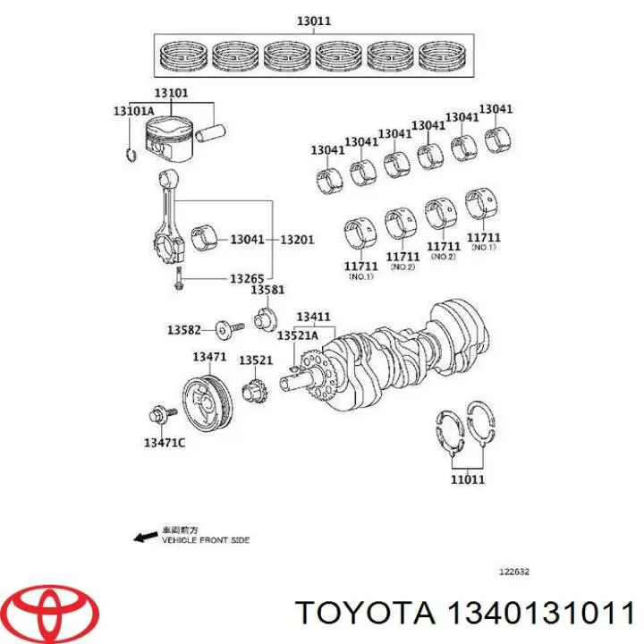 1340131011 Toyota Wał korbowy silnika