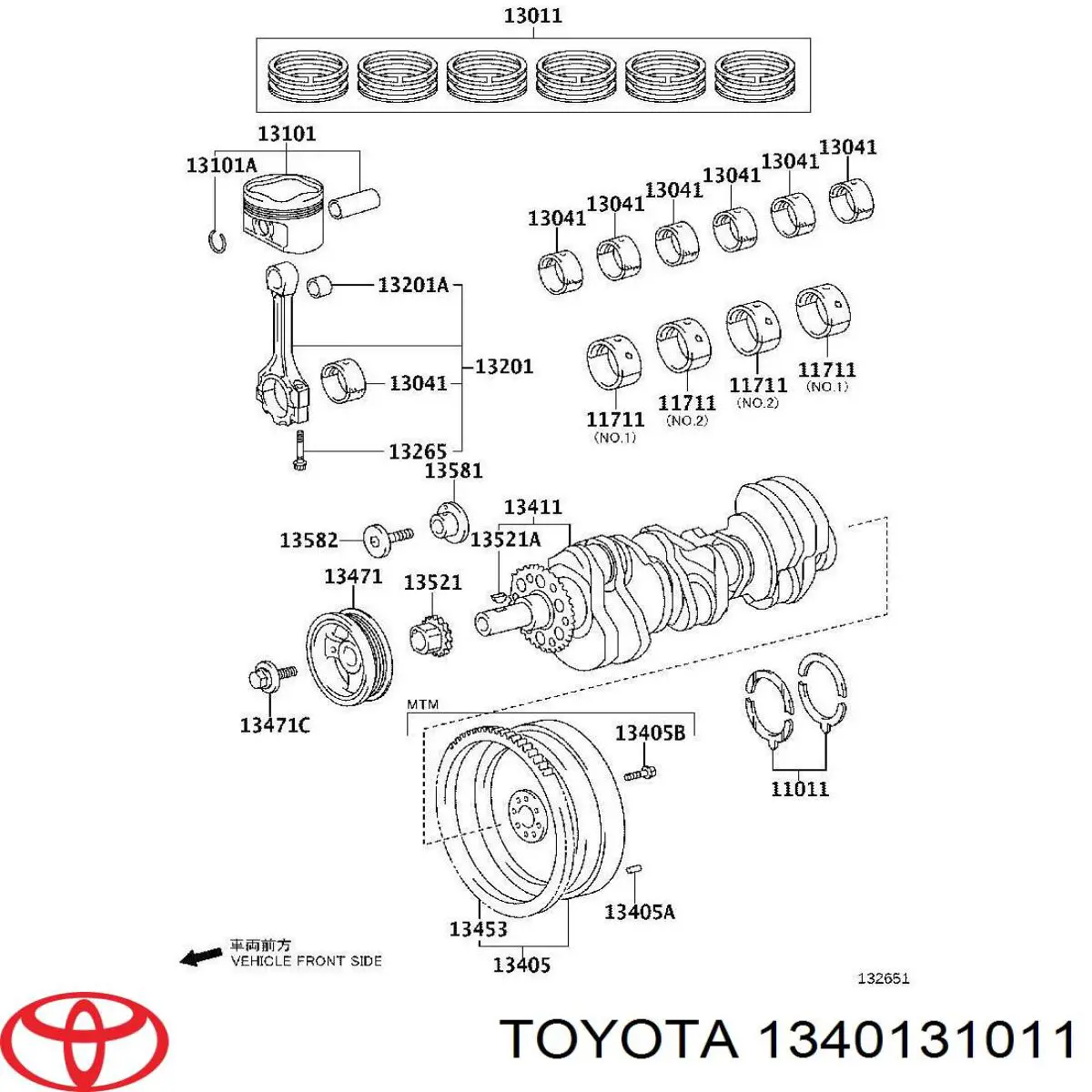 Wał korbowy silnika Toyota 1340131011 cena, od 5202,39 USD