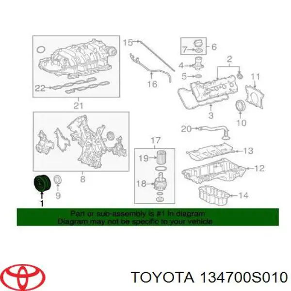 134700S010 Toyota koło pasowe wału korbowego