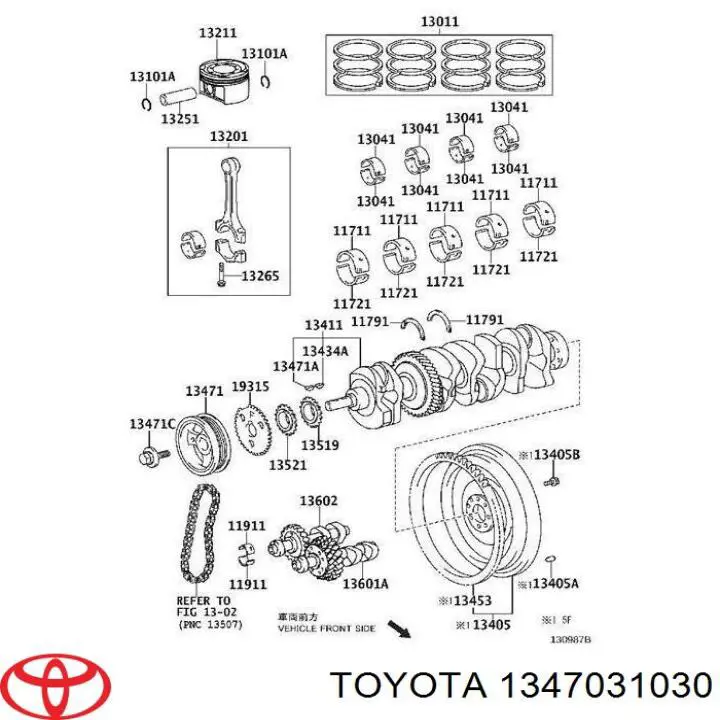Koło pasowe wału korbowego Toyota 1347031030 cena, od 69,81 USD