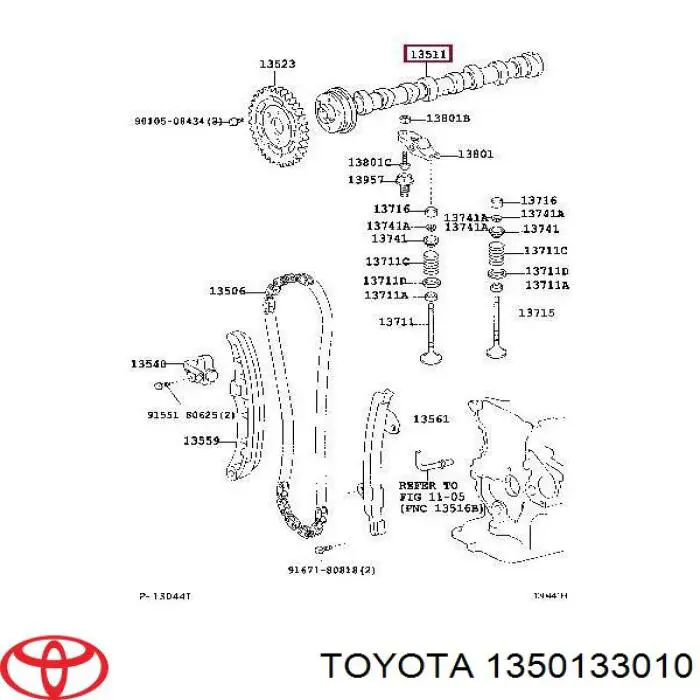 1350133010 Toyota Wał rozrządu silnika