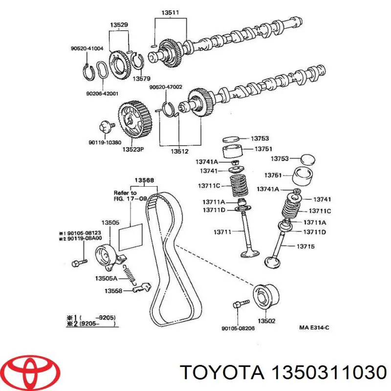Do koszyka 1350311030 Toyota Rolka prowadząca kierunkowa paska rozrządu