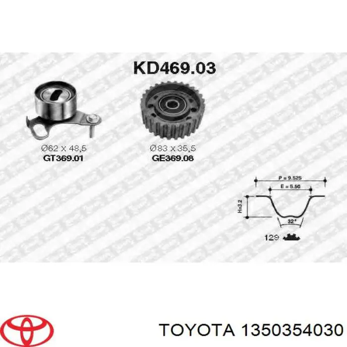Do koszyka 1350354030 Toyota Rolka prowadząca kierunkowa paska rozrządu