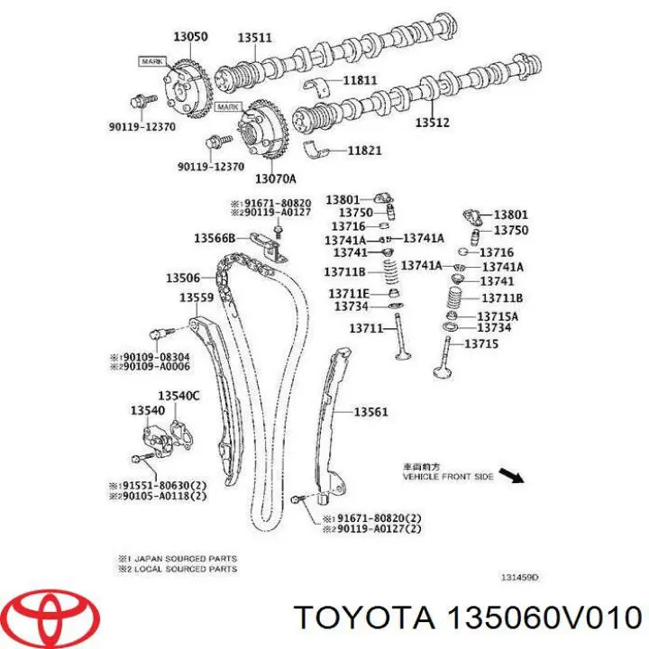 Łańcuch rozrządu Toyota 135060V010 cena, od 92,98 USD