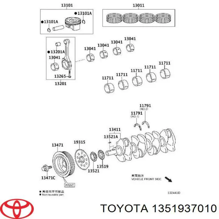 1351937010 Toyota Koło zębate walcowe napędu wałka rozrządu