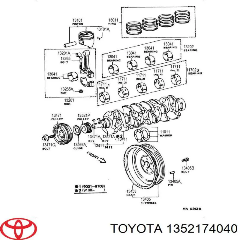Do koszyka 1352174040 Toyota Koło zębate walcowe napędu wałka rozrządu