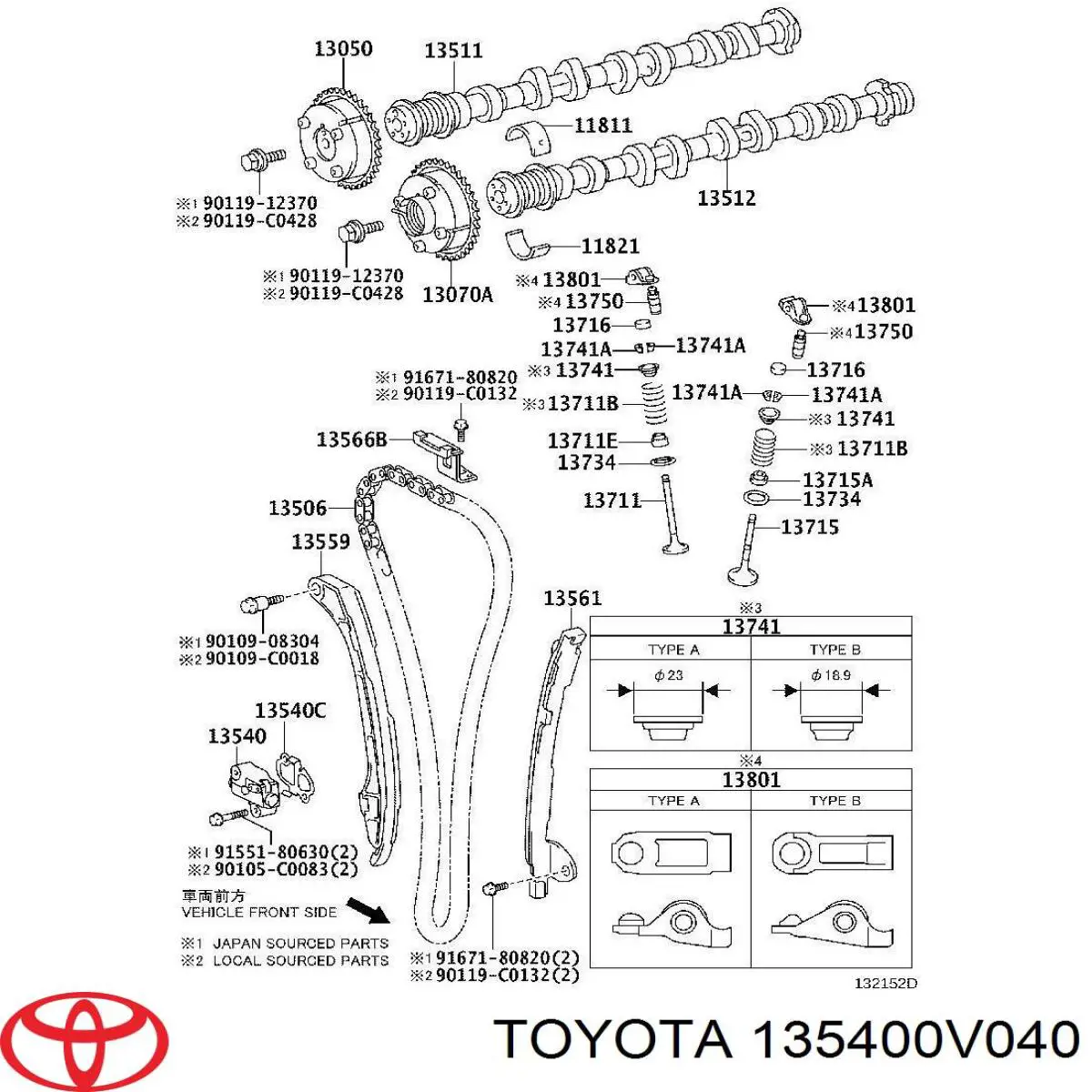 135400V040 Toyota napinacz łańcucha rozrządu