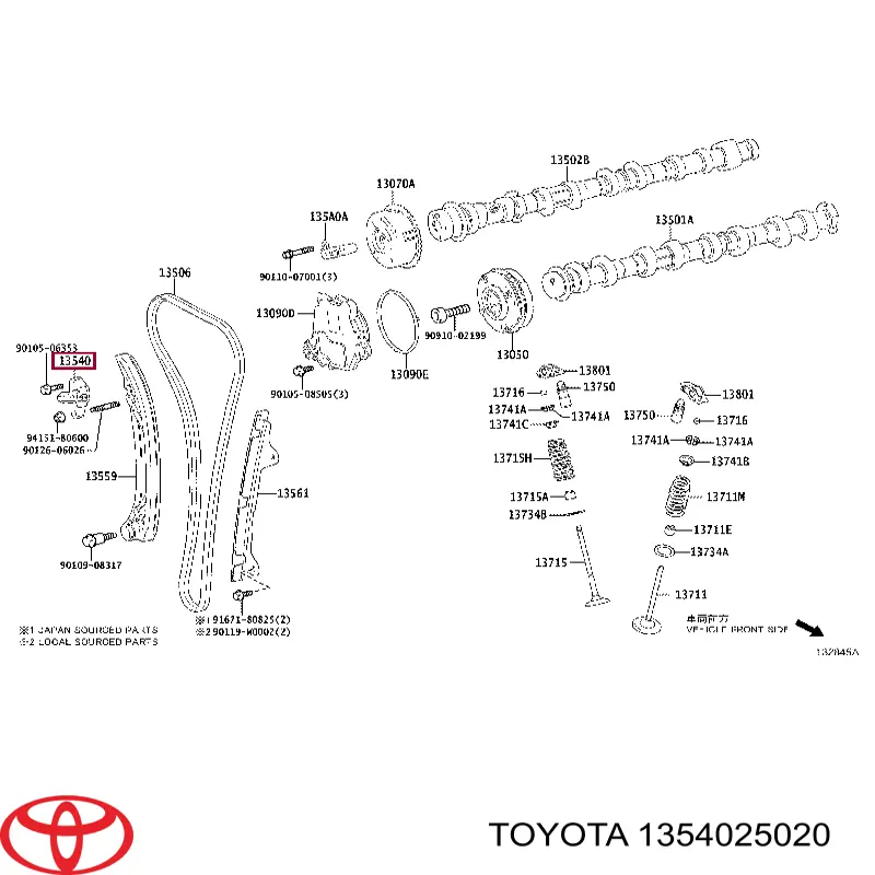 Napinacz łańcucha rozrządu Toyota C-HR (X10)