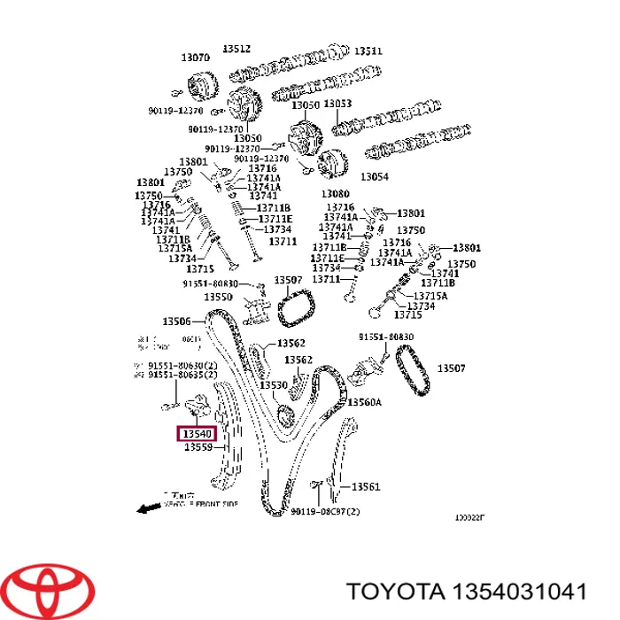 1354031040 Toyota napinacz łańcucha rozrządu