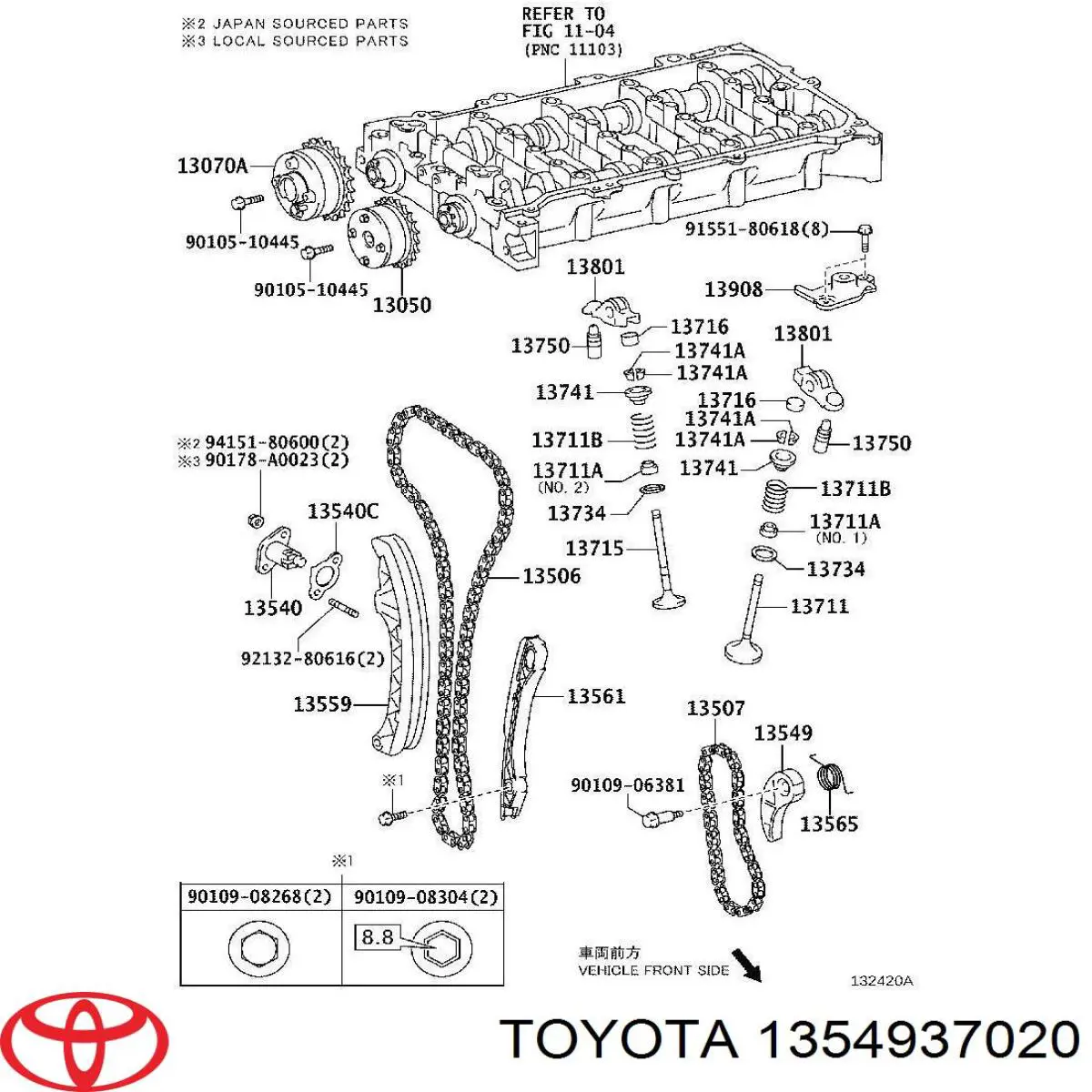 Napinacz łańcucha pompy oleju Toyota Prius (ZVW5)