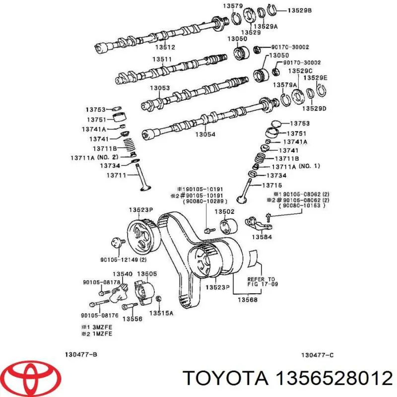 Sprężyna rolki napinacza paska rozrządu Toyota Camry (V30)