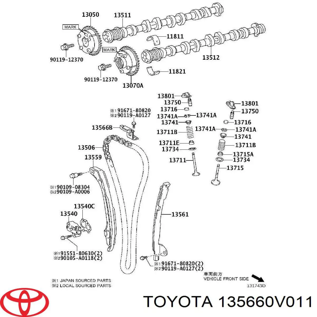 135660V011 Toyota Tłumik drgań łańcucha rozrządu górny