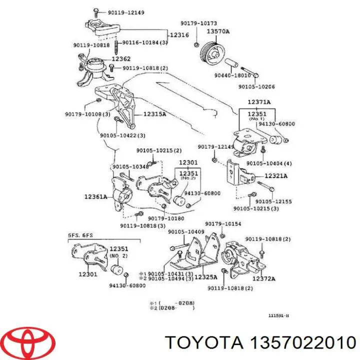 1357022010 Toyota Rolka prowadząca, kierunkowa paska napędowego