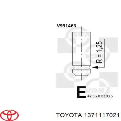 1371117020 Toyota zawór dolotowy/ssący