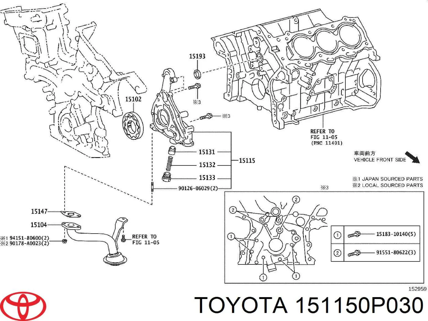 151150P030 Toyota Pompa oleju