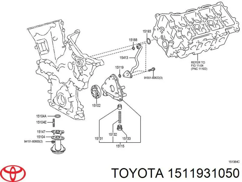 1511931050 Toyota uszczelka pompy oleju