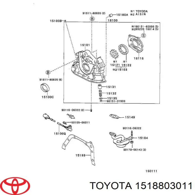 Do koszyka 1518863010 Toyota Uszczelka pompy oleju
