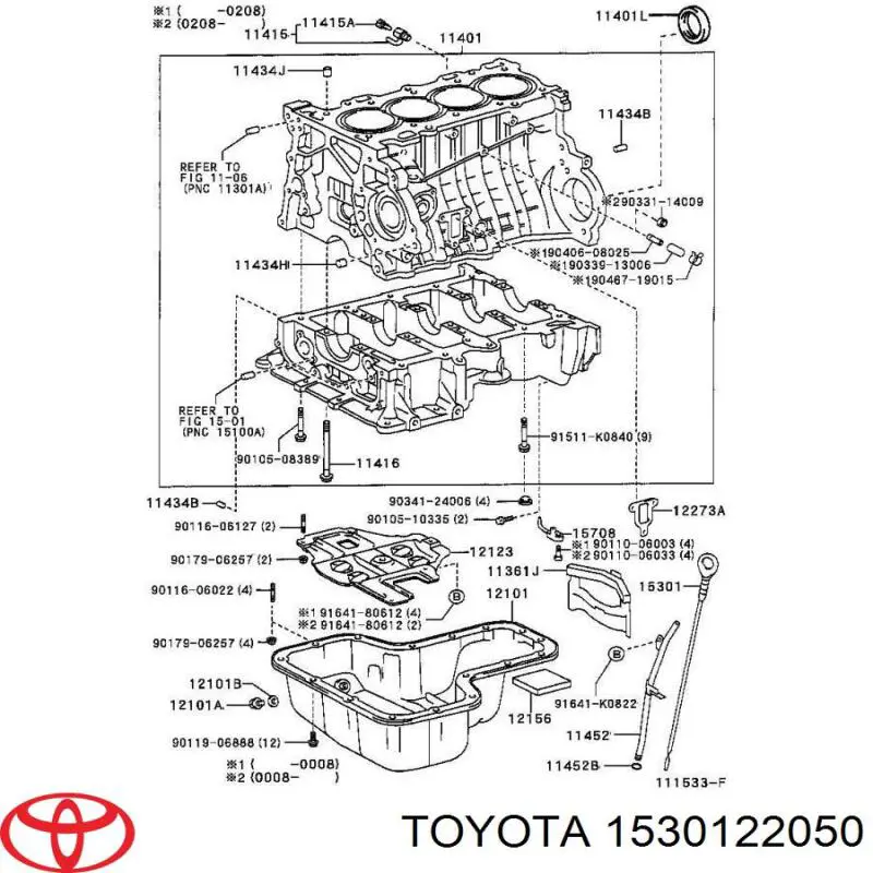 1530122050 Toyota Bagnet poziomu oleju w silniku