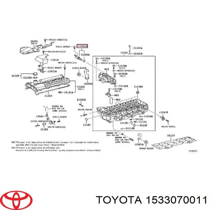 1533070011 Toyota Zawór elektromagnetyczny faz rozrządu