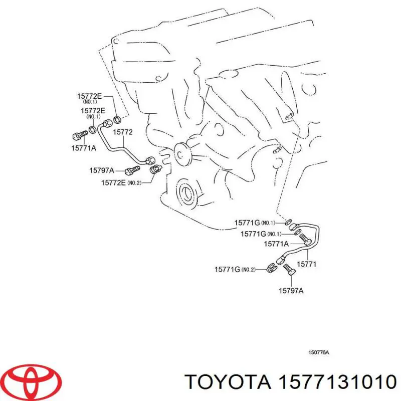 Rura (przewód) chłodnicy oleju, od bloku do chłodnicy Toyota 1577131010 cena, od 26,46 USD