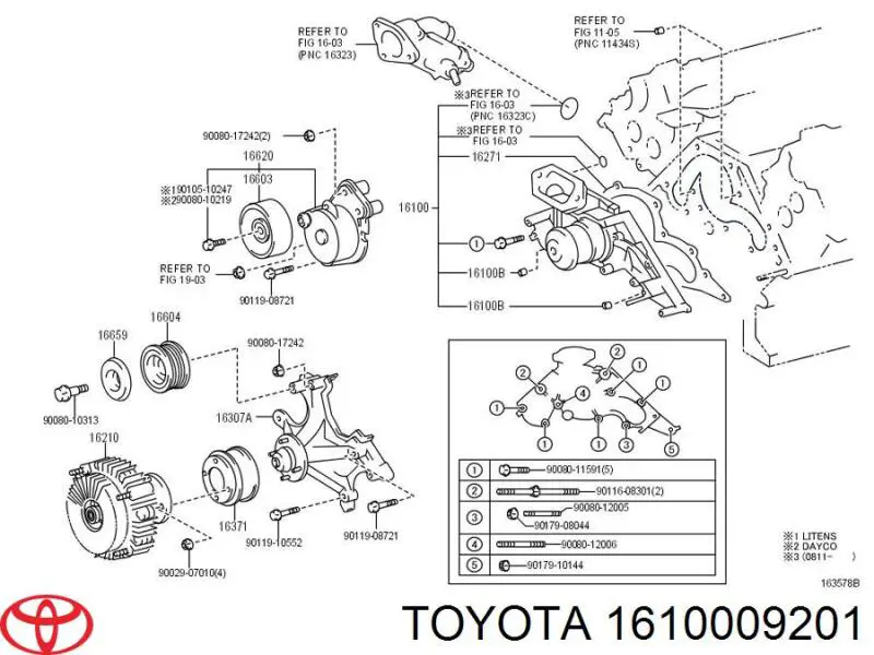 Pompa chłodząca wodna Toyota 1610009201 cena, od 228,20 USD
