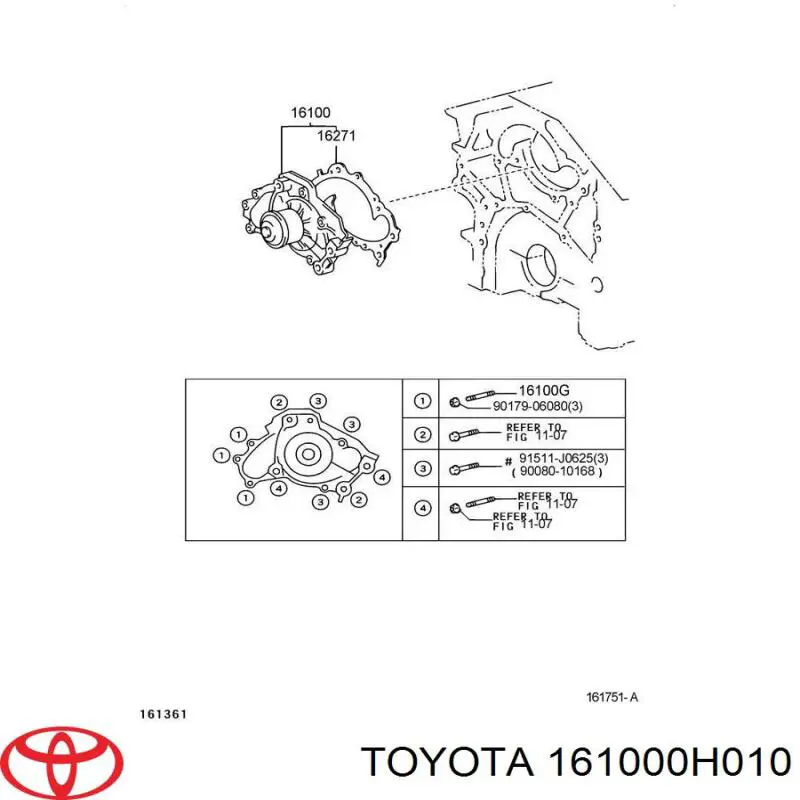 Pompa chłodząca wodna Toyota 161000H010 cena, od 48,99 USD