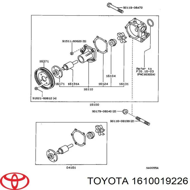 Pompa chłodząca wodna Toyota 1610019226 cena, od 43,31 USD