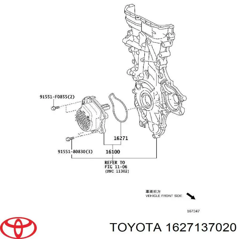 1627137020 Toyota Uszczelka pompy wodnej