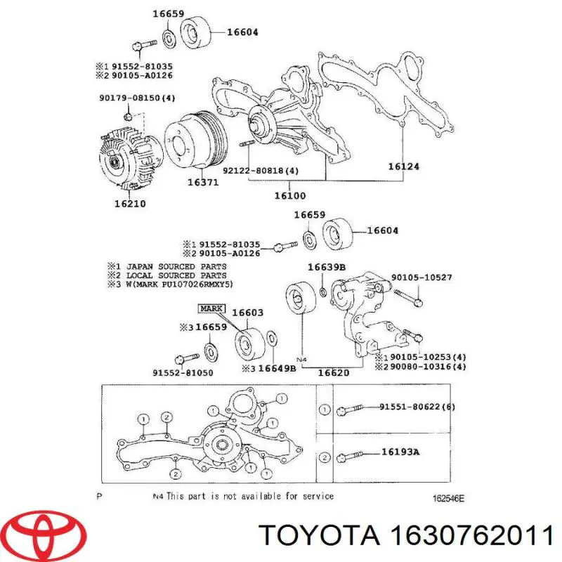 Sprzęgło wiskotyczne wentylatora chłodzenia Toyota 1630762011 cena, od 2017,61 USD