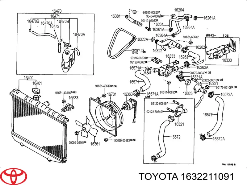 Przewód (króciec) układu chłodzenia Toyota 1632211080 cena, od 70,61 USD