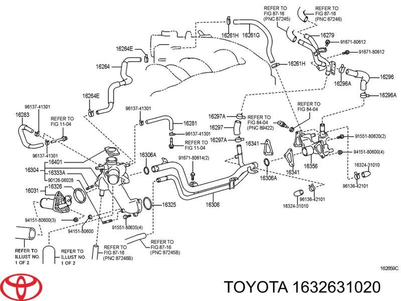 1632631020 Toyota uszczelka termostatu