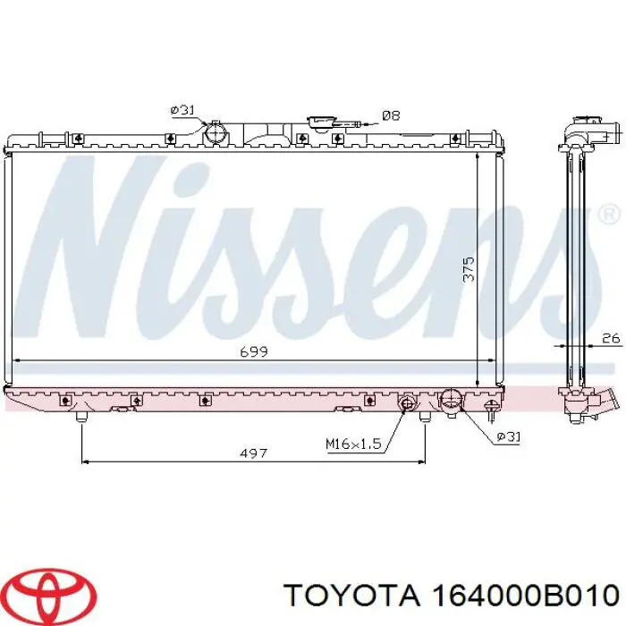 Chłodnica silnika Toyota 164000B010 cena, od 187,31 USD