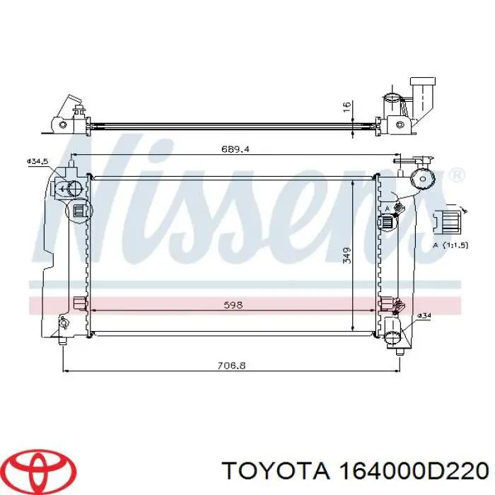 Chłodnica silnika Toyota 164000D220 cena, od 93,75 USD