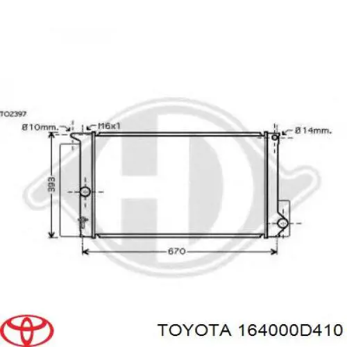 Chłodnica silnika Toyota 164000D410 cena, od 141,31 USD